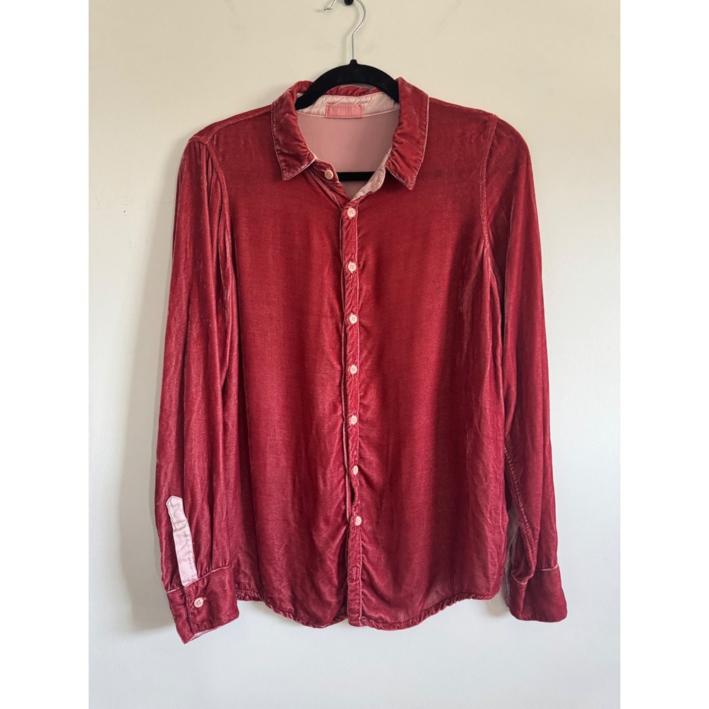 CP Shades Silk Blend Pink Velvet Button Down Shirt RoseWomens Small Made in USA
